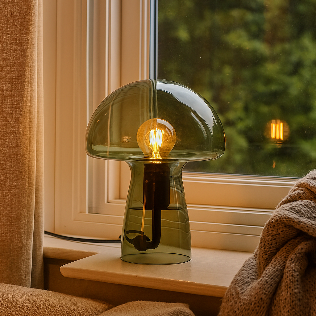 Moderne Pilzlampe für die Fensterbank