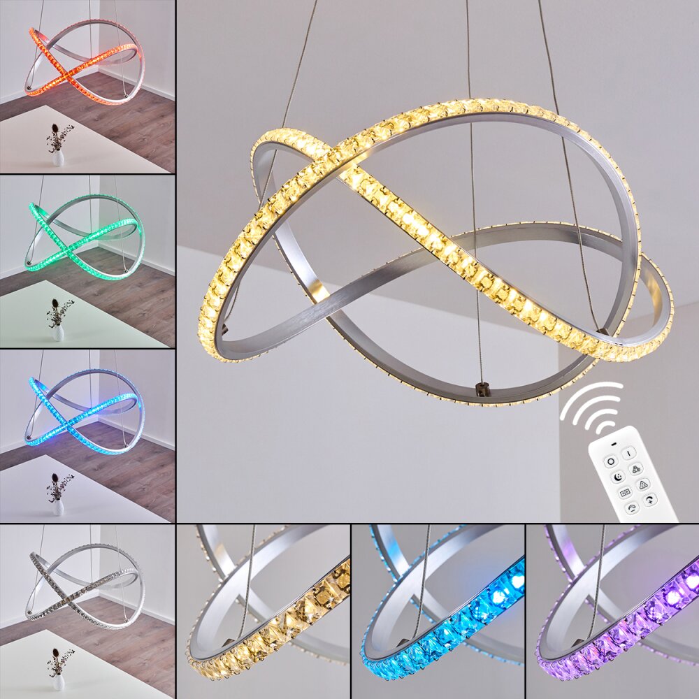 Saginaw Hängeleuchte LED Nickel-Matt, 1-flammig, Fernbedienung, Farbwechsler main product photo