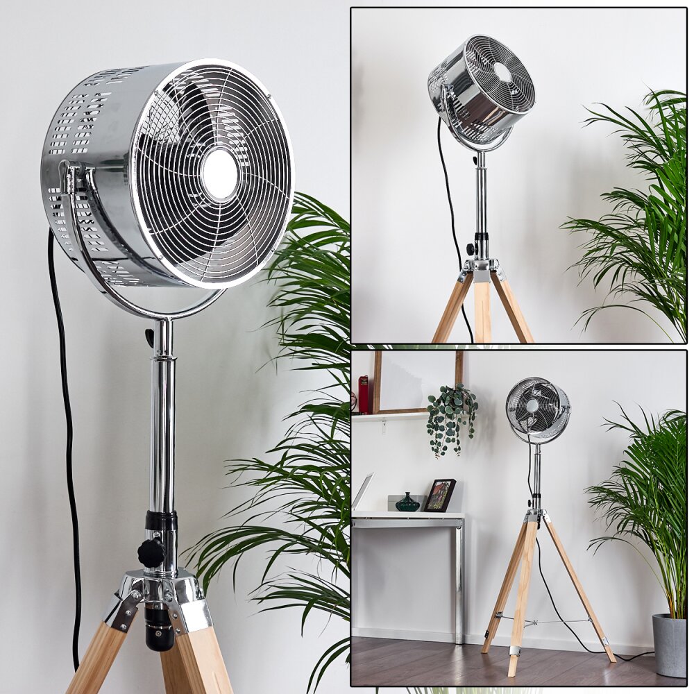 Magaluf Standventilator Chrom, Holz hell main product photo