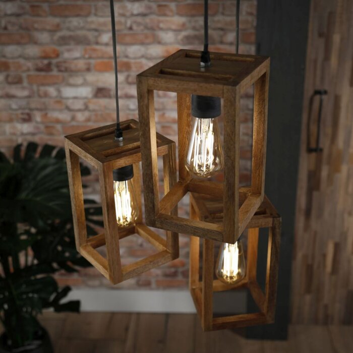 Siddeburen Pendelleuchte Holz dunkel, 3-flammig Siddeburen Pendelleuchte Holz dunkel, 3-flammig