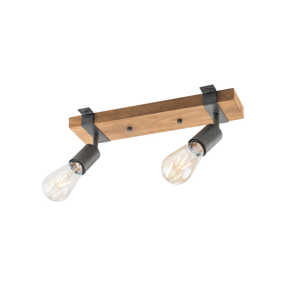 Leuchten Direkt SLAT Deckenleuchte Braun, Holz dunkel, 2-flammig main product photo