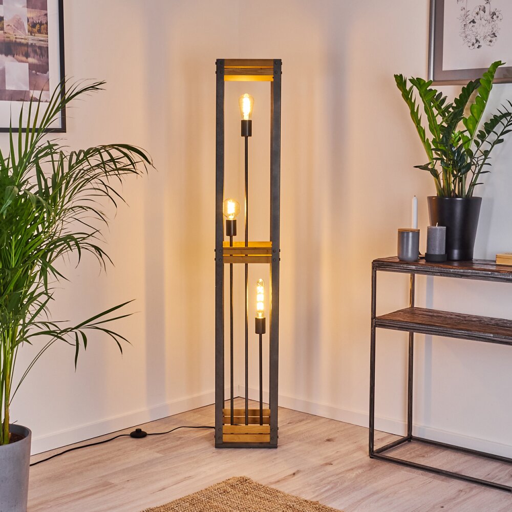 Apia Stehleuchte Hellbraun, Silber, 3-flammig main product photo