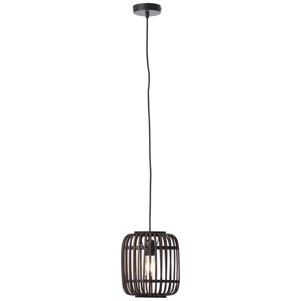 Brilliant Woodrow Pendelleuchte Holz dunkel, Schwarz, 1-flammig main product photo