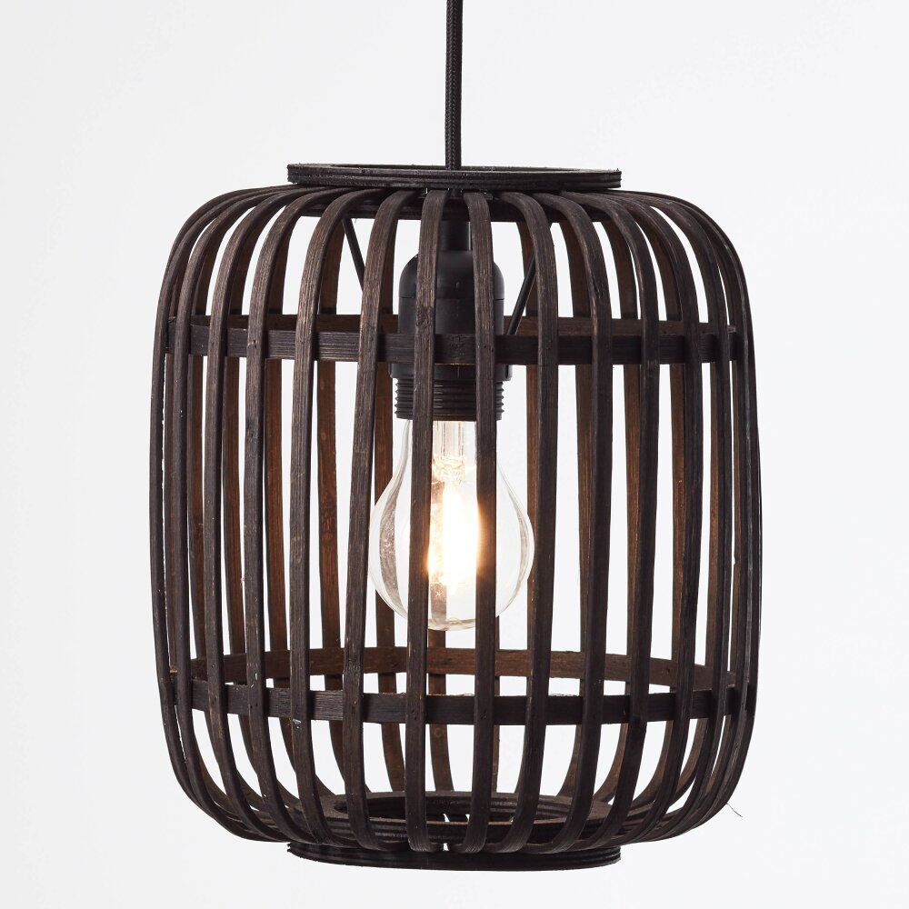 Brilliant Woodrow Pendelleuchte Holz dunkel, Schwarz, 1-flammig
