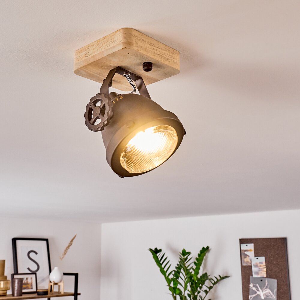 Herford Deckenleuchte Braun, Holz hell, Schwarz, 1-flammig main product photo