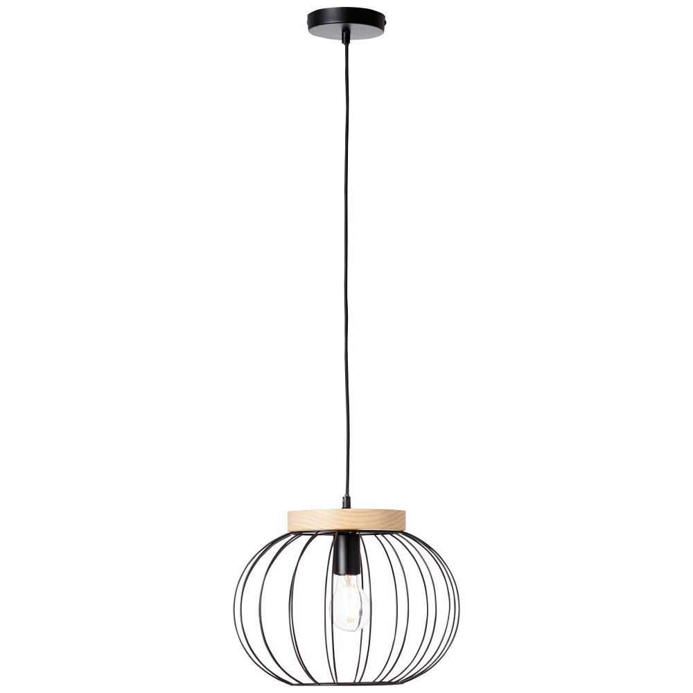 Brilliant SORANA Pendelleuchte Holz dunkel, Schwarz, 1-flammig main product photo