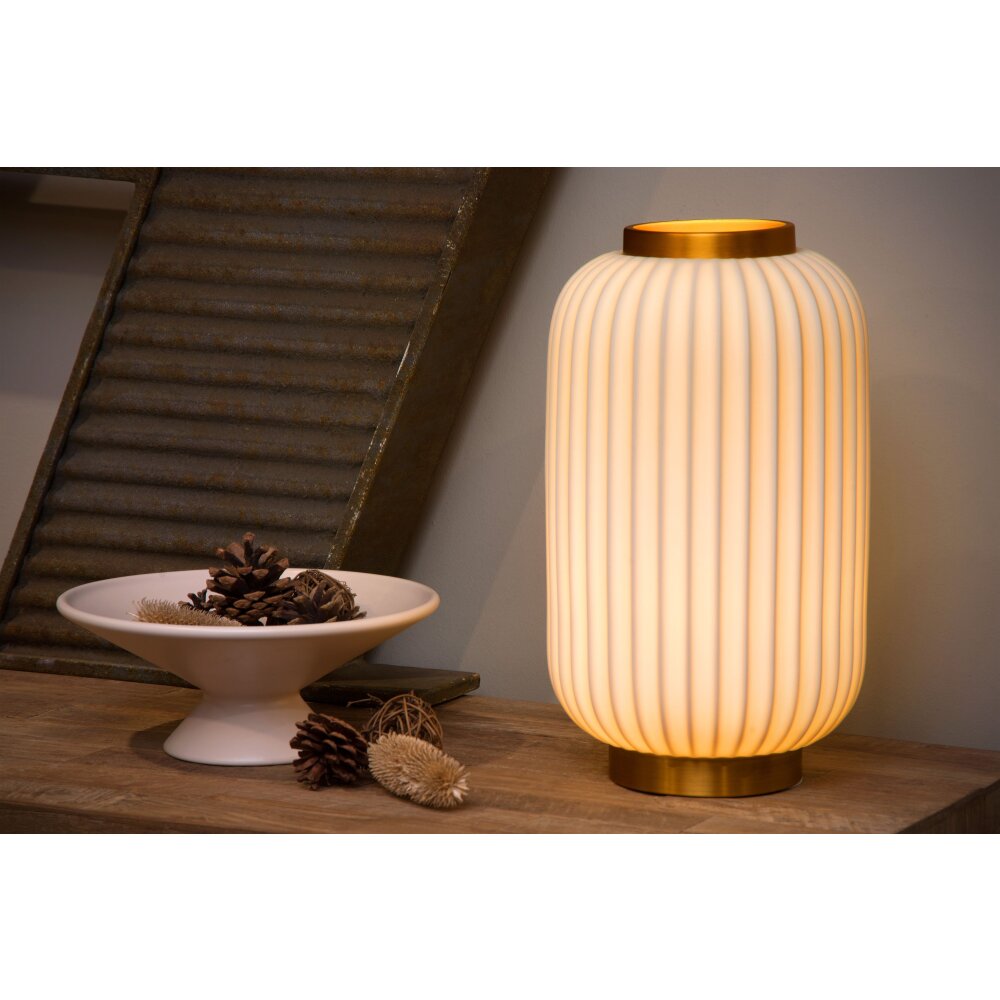 Lucide GOSSE Tischleuchte Gold, Weiß, 1-flammig main product photo