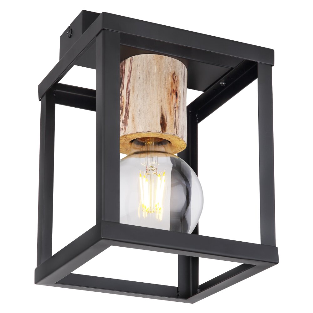 Globo HAGAR Deckenleuchte Schwarz, 1-flammig main product photo