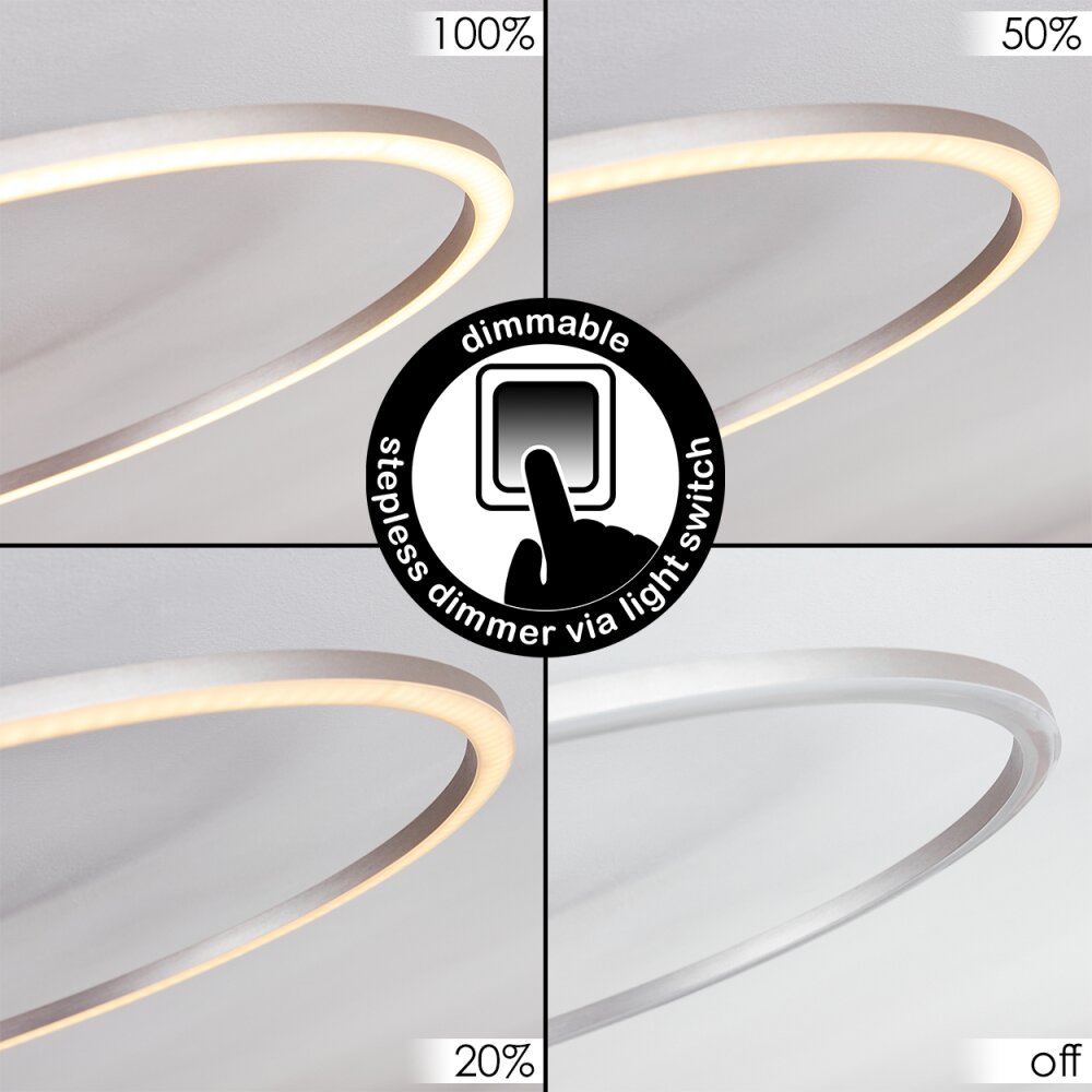 Johsa Deckenleuchte LED Nickel-Matt, Silber, 3-flammig