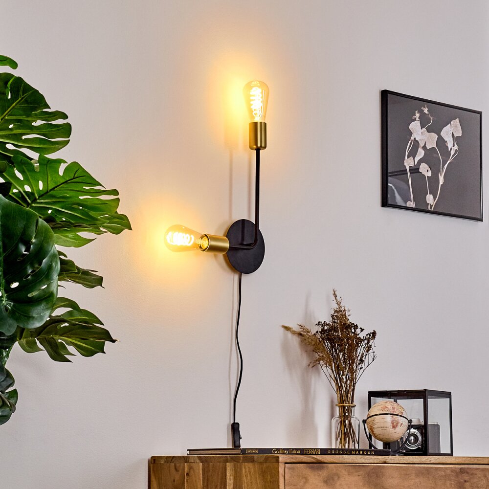 Sattons Wandleuchte Messing, Schwarz, 2-flammig main product photo