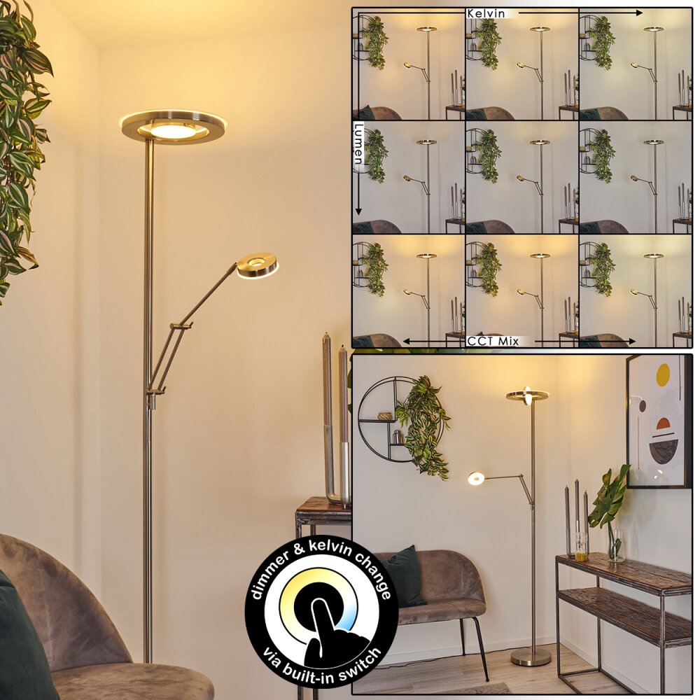 Rabeja Deckenfluter LED Nickel-Matt, 2-flammig main product photo