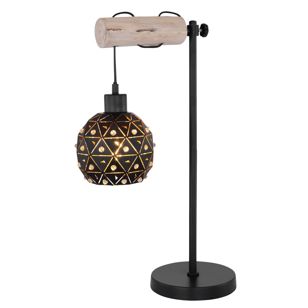 Globo JODIE Tischleuchte Holz hell, Schwarz, 1-flammig main product photo