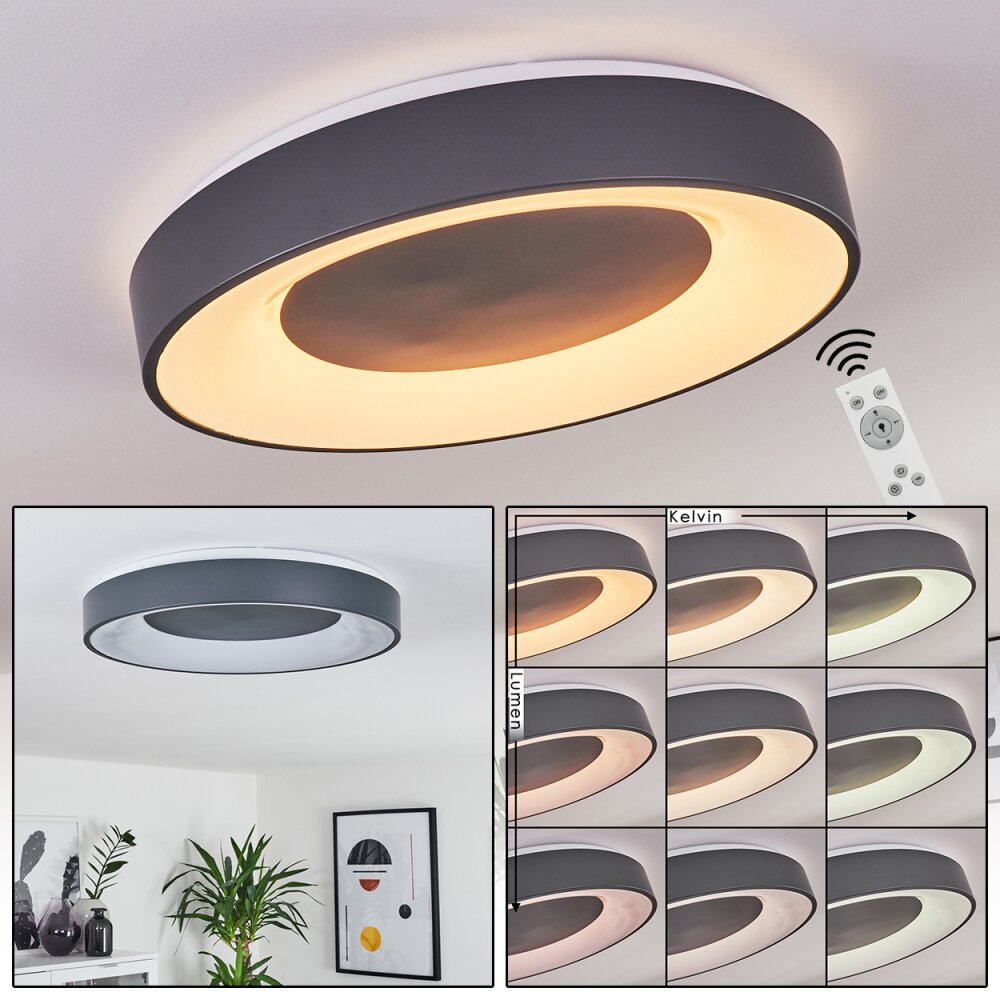 Casina Deckenleuchte LED Anthrazit, Weiß, 1-flammig, Fernbedienung main product photo