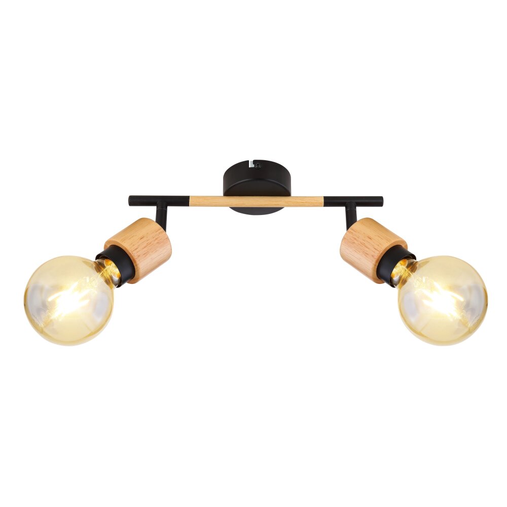 Globo JORNA Strahler Holz hell, Schwarz, 2-flammig