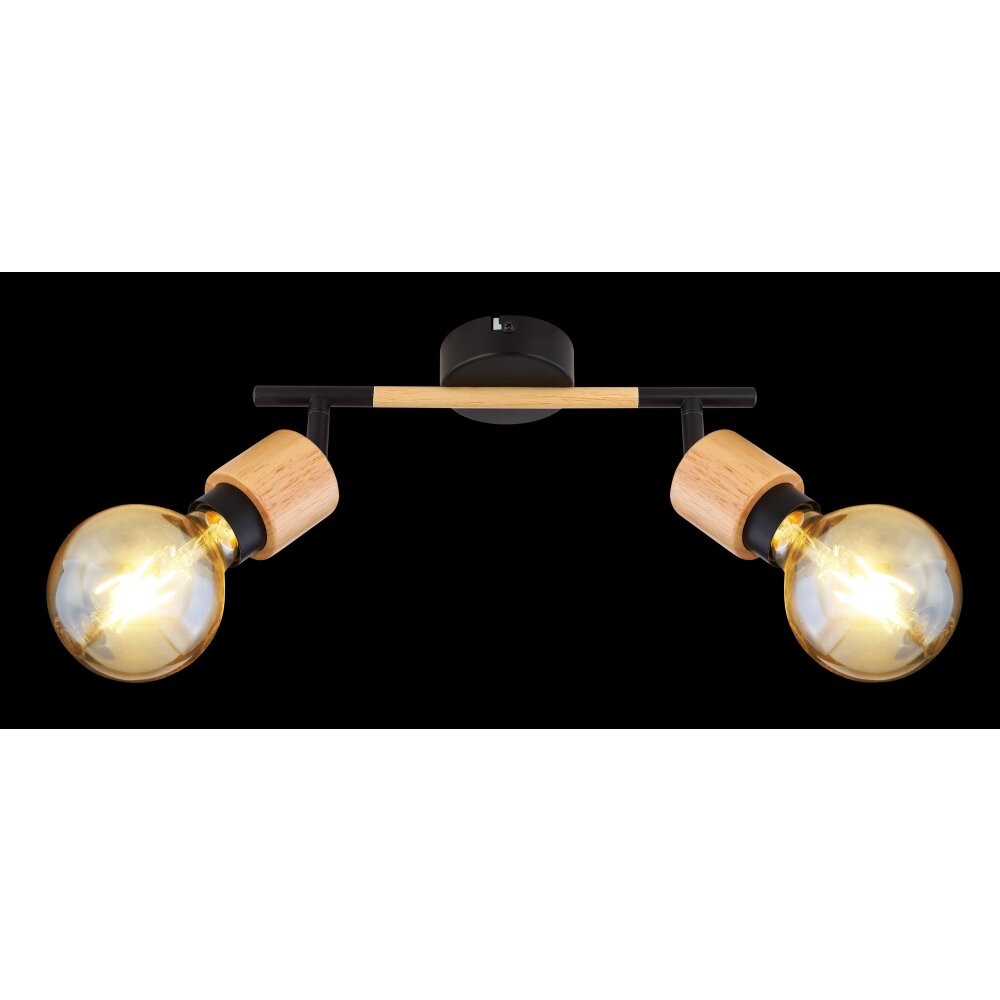 Globo JORNA Strahler Holz hell, Schwarz, 2-flammig