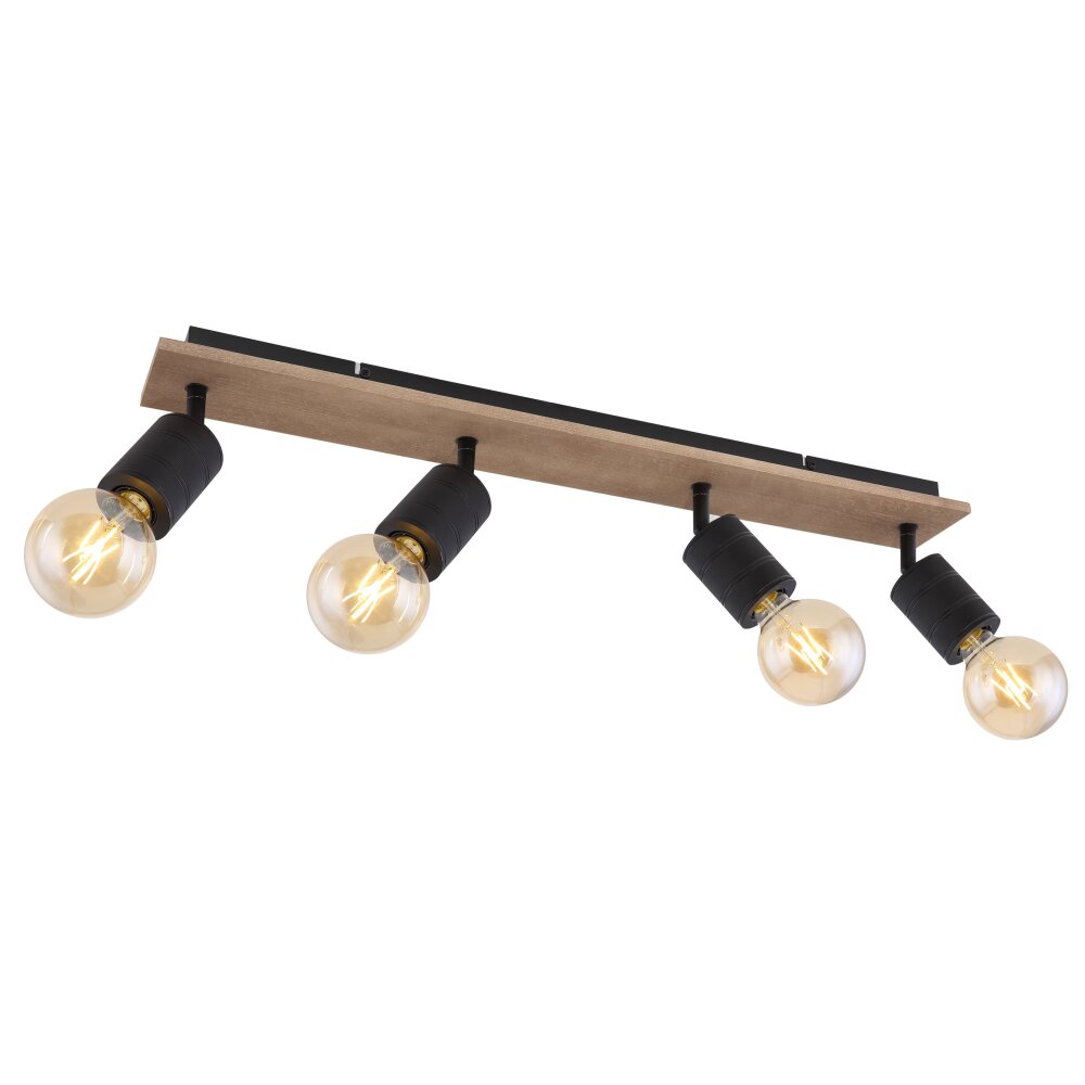 Globo JOSELLA Strahler Holz dunkel, Schwarz, 4-flammig main product photo