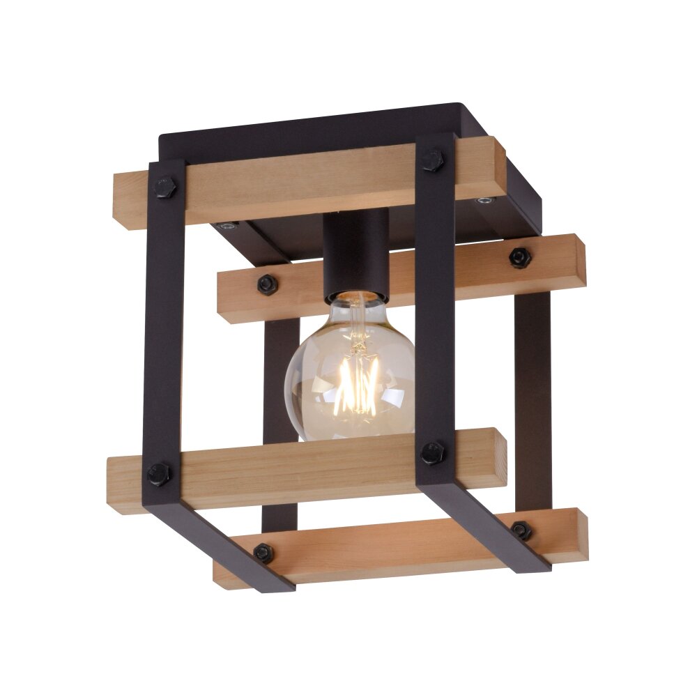 Leuchten Direkt EDITH Deckenleuchte Holz hell, Schwarz, 1-flammig main product photo
