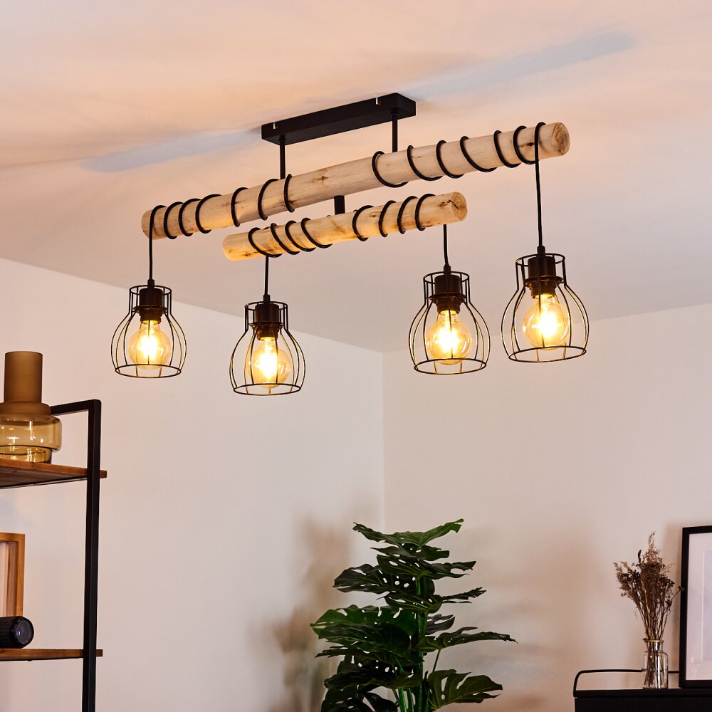 Gondo Deckenleuchte Holz dunkel, Schwarz, 4-flammig main product photo