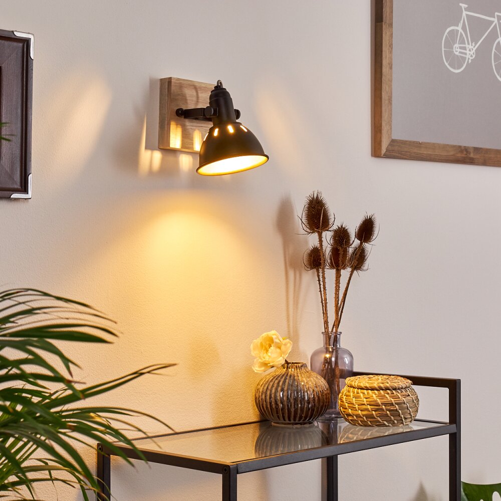 Tina Wandleuchte Holz dunkel, Schwarz, 1-flammig main product photo