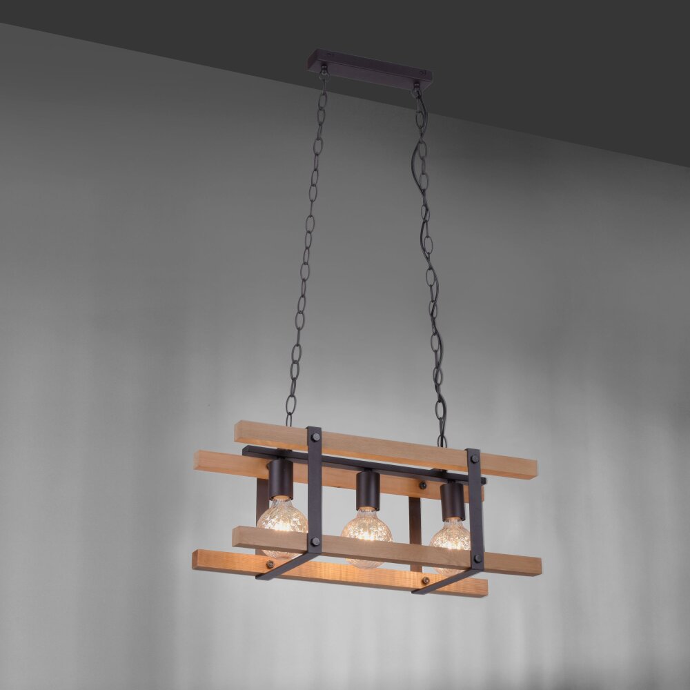 Leuchten Direkt EDITH Pendelleuchte Holz hell, 3-flammig main product photo