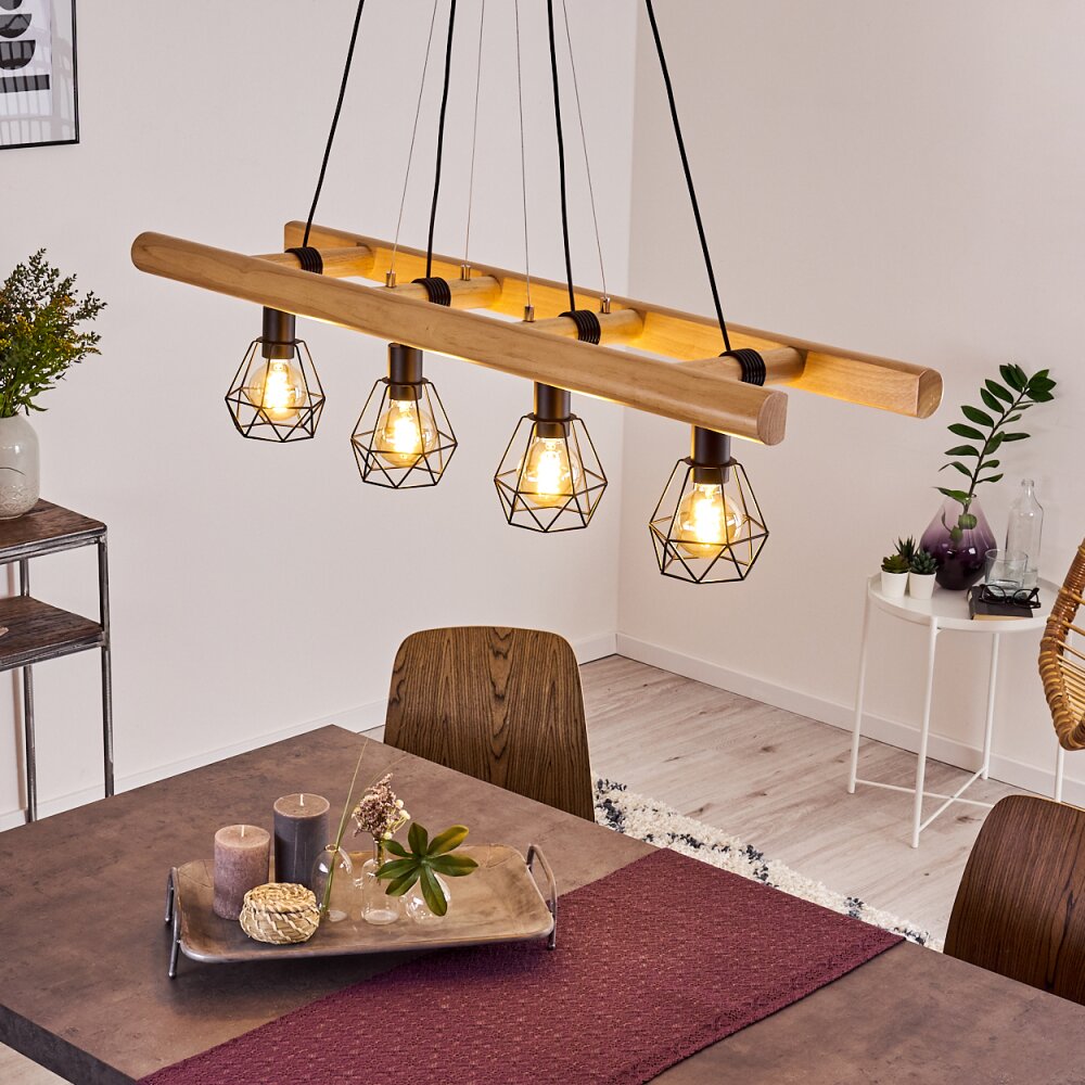 yaak pendelleuchte holz dunkel, schwarz h3403440 | lampe-shop.at