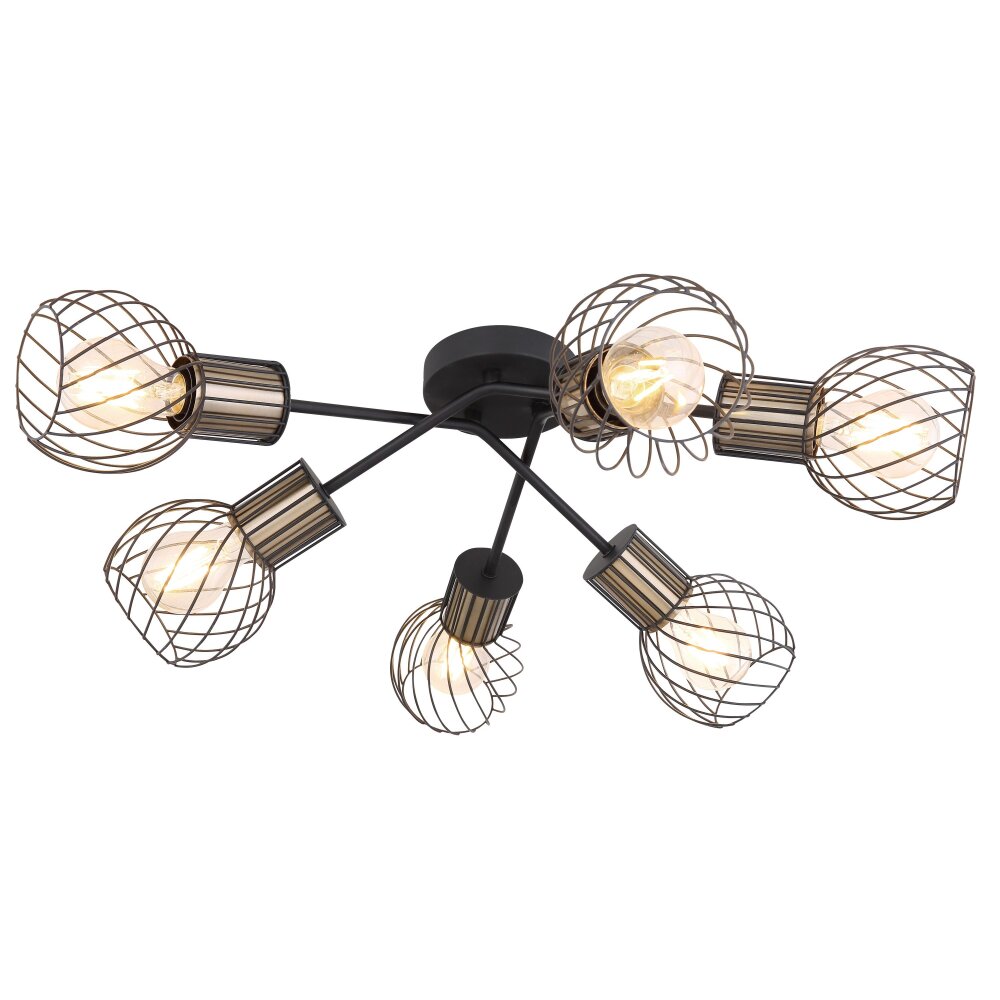 Globo ARGUSTO Deckenleuchte Schwarz, 6-flammig main product photo