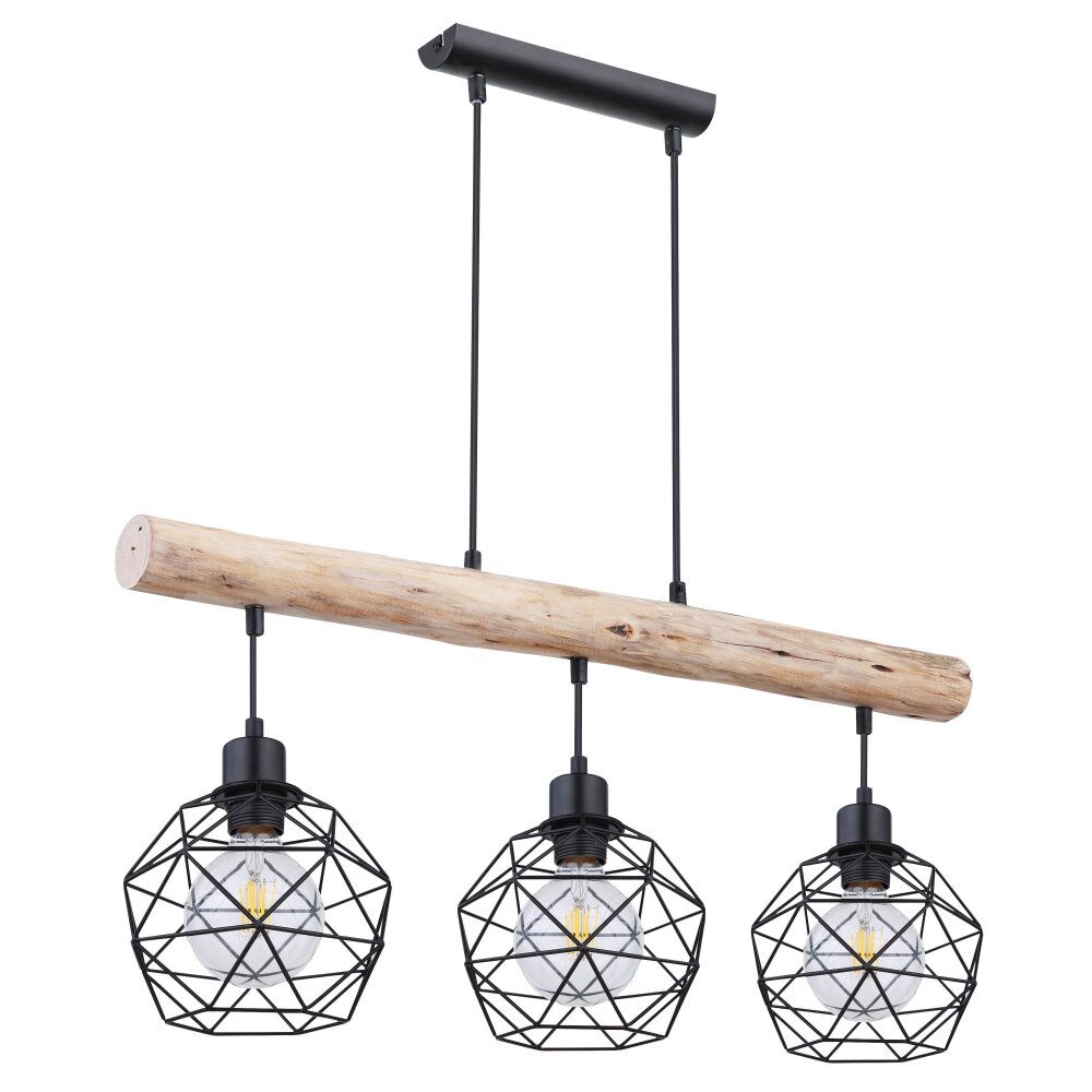 Globo THEODOR Hängeleuchte Holz hell, Schwarz, 3-flammig main product photo