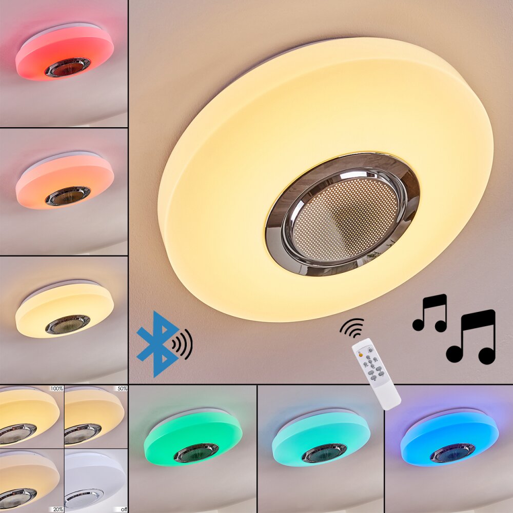 Sambani Deckenleuchte LED Chrom, Weiß, 1-flammig, Fernbedienung, Farbwechsler main product photo