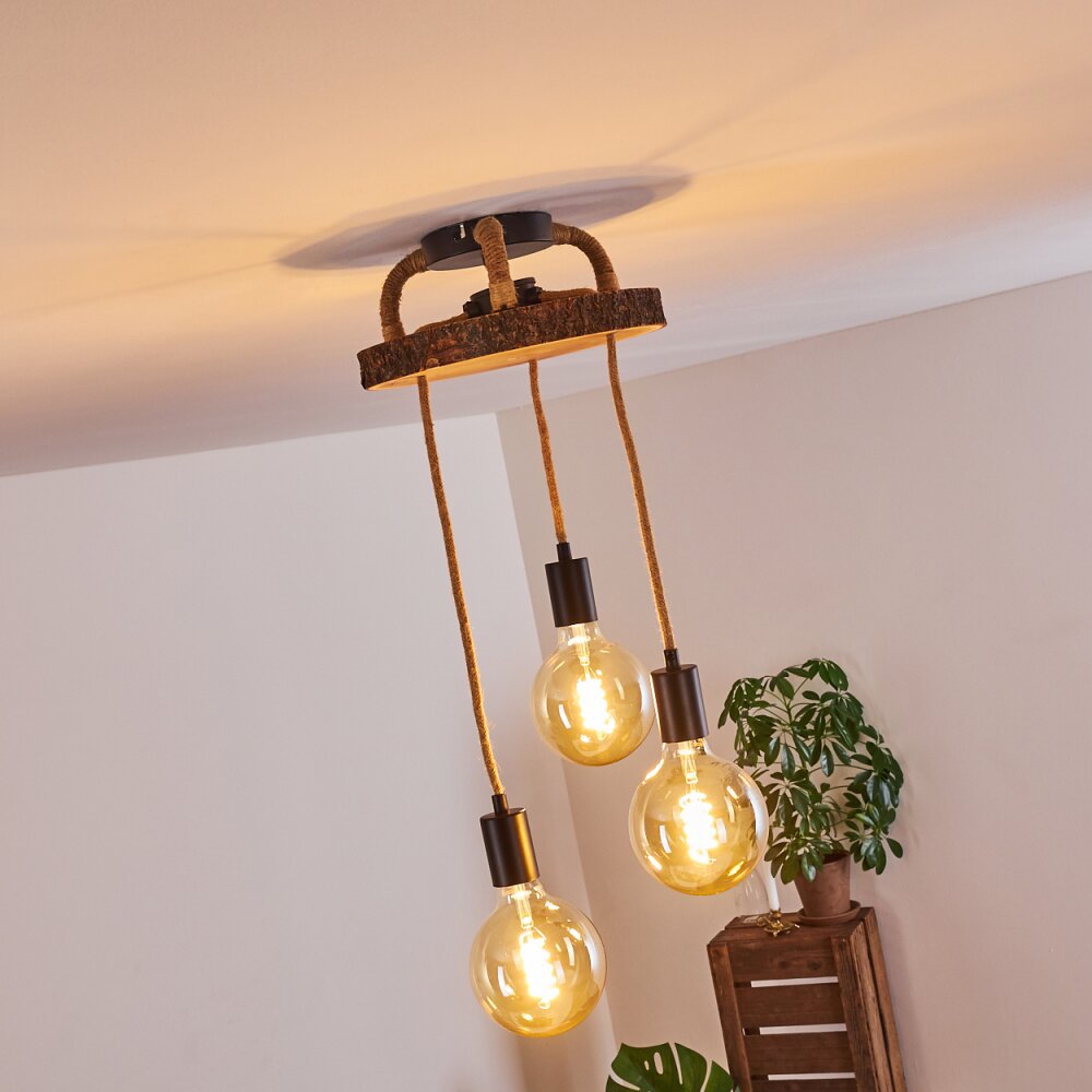 Garland Deckenleuchte Holz dunkel, Schwarz, 3-flammig