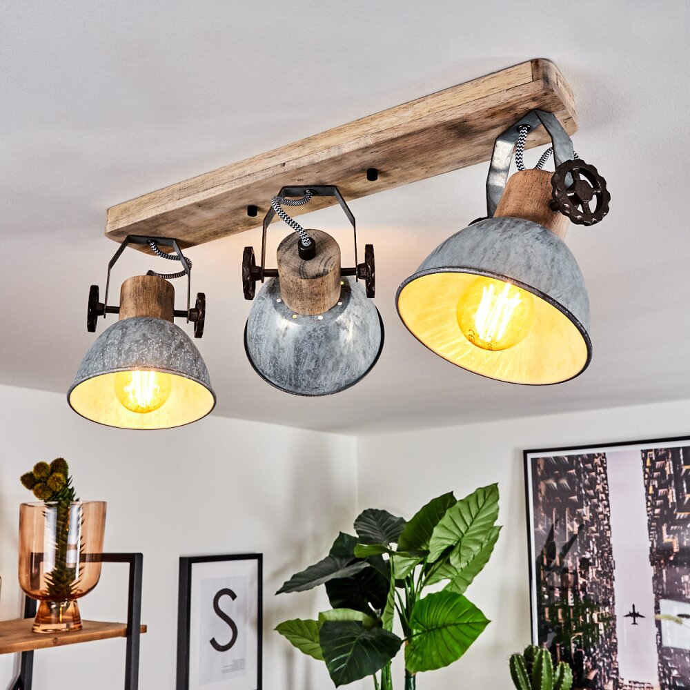 Orny Deckenleuchte Holz hell, Silber, 3-flammig main product photo