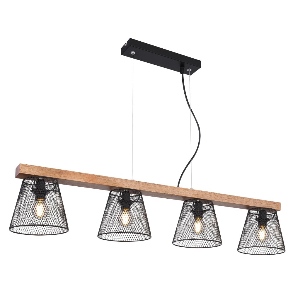 Globo BASCHI Hängeleuchte Holz dunkel, Schwarz, 4-flammig main product photo