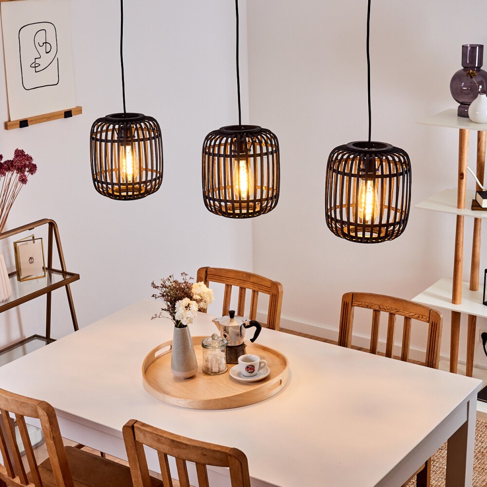 Mongolei Pendelleuchte Schwarz, 3-flammig main product photo