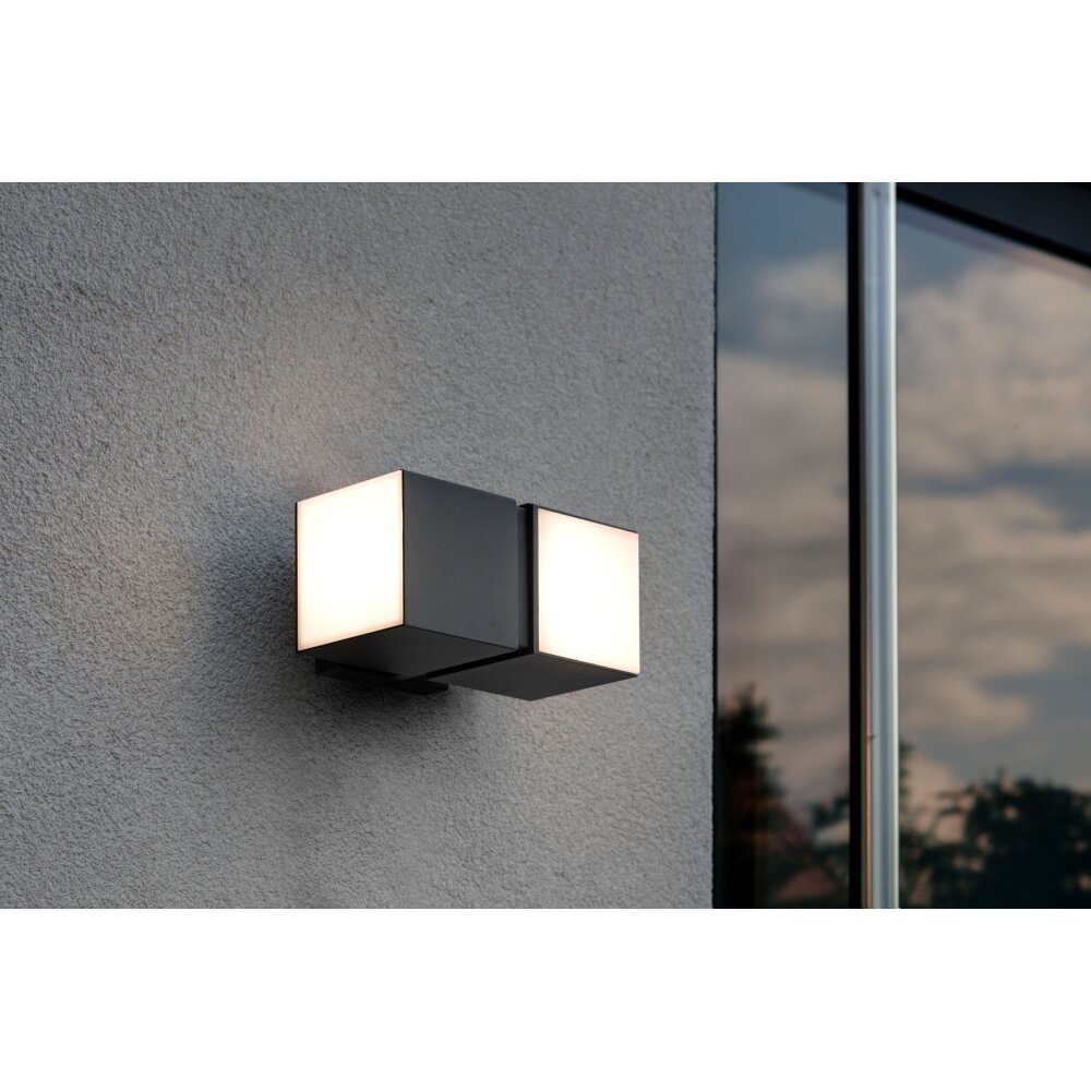 Lutec CUBA Außenwandleuchte LED Schwarz, 2-flammig main product photo