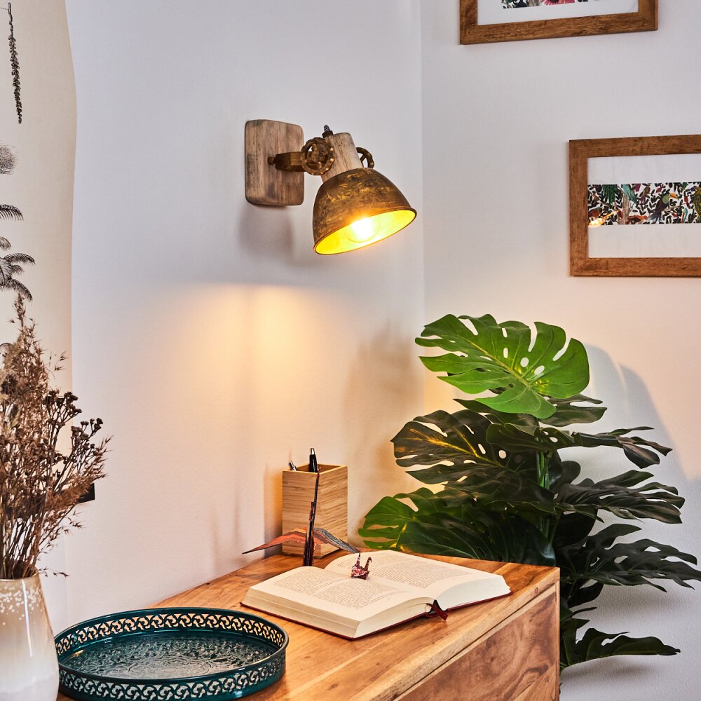 Orny Wandleuchte Bronze, Holz hell, 1-flammig main product photo