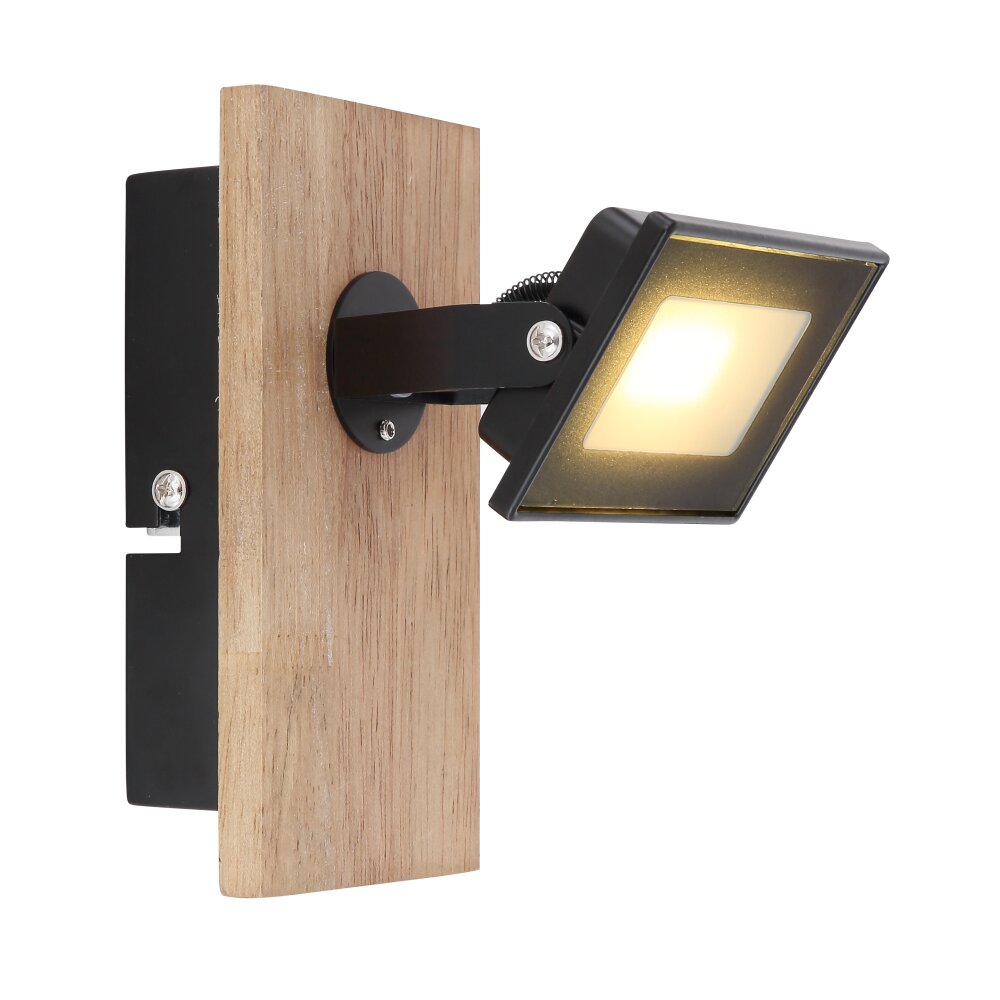 Globo JOYA Wandleuchte LED Holz hell, Schwarz, 1-flammig main product photo