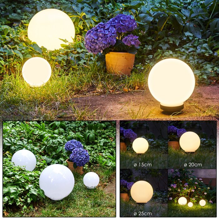 Campinas 3er Set Solar-Kugelleuchten LED Schwarz, Weiß, 1-flammig Campinas 3er Set Solar-Kugelleuchten LED Schwarz, Weiß, 1-flammig