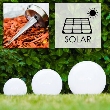 Abrela Kugelleuchte Solar LED Edelstahl, 2-flammig