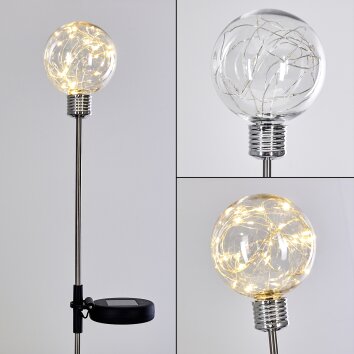 Hilda Solarleuchte LED Chrom, Transparent, Klar, 20-flammig