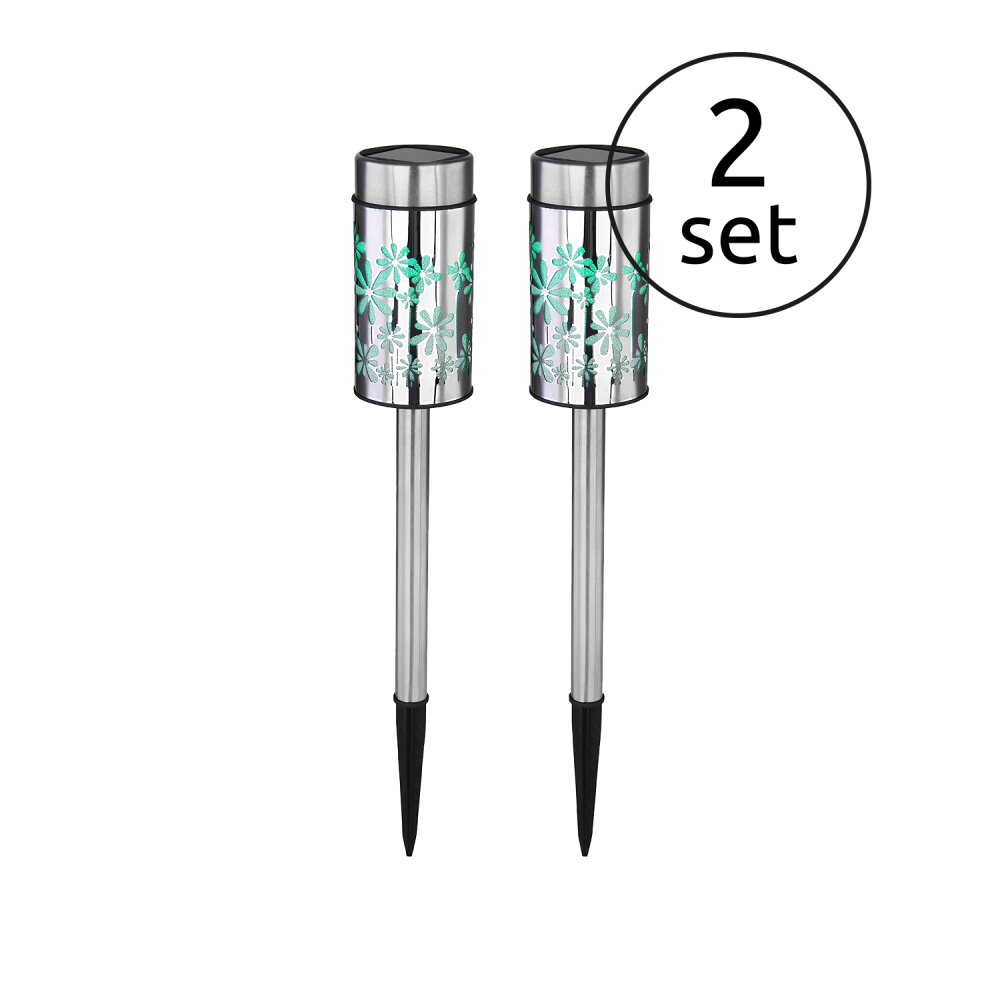 Globo 2er Set Solarleuchte LED Edelstahl, 2-flammig, Farbwechsler main product photo