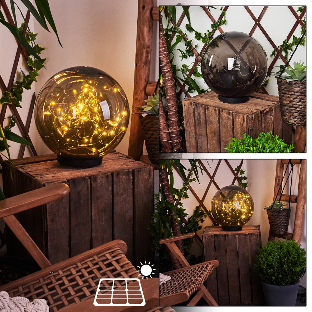 Pollenca Solar-Tischleuchte LED Schwarz, 50-flammig main product photo