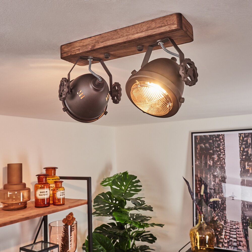 Herford Deckenleuchte Braun, Holz dunkel, 2-flammig main product photo