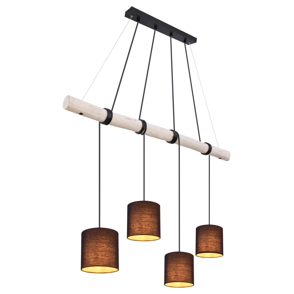 Globo ADA Hängeleuchte Holz hell, Schwarz, 4-flammig main product photo
