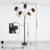 Opatija Bogenstehlampe Schwarz, 5-flammig, Stoff-Lampenschirm