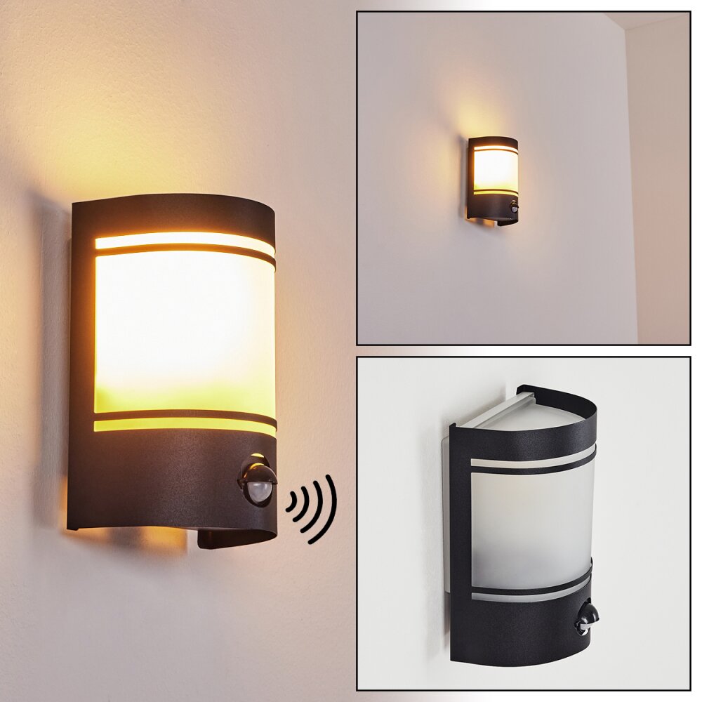 Visnum Außenwandleuchte Schwarz, Weiß, 1-flammig, Bewegungsmelder main product photo