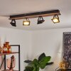 Giresta Deckenleuchte LED Holz dunkel, Schwarz, 4-flammig
