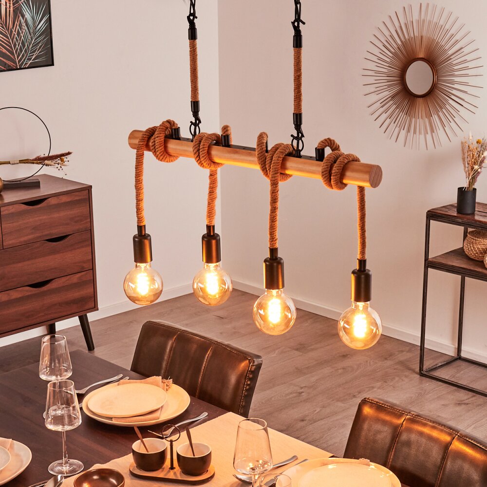 Vitlanda Pendelleuchte Braun, Holz hell, Schwarz, 4-flammig main product photo