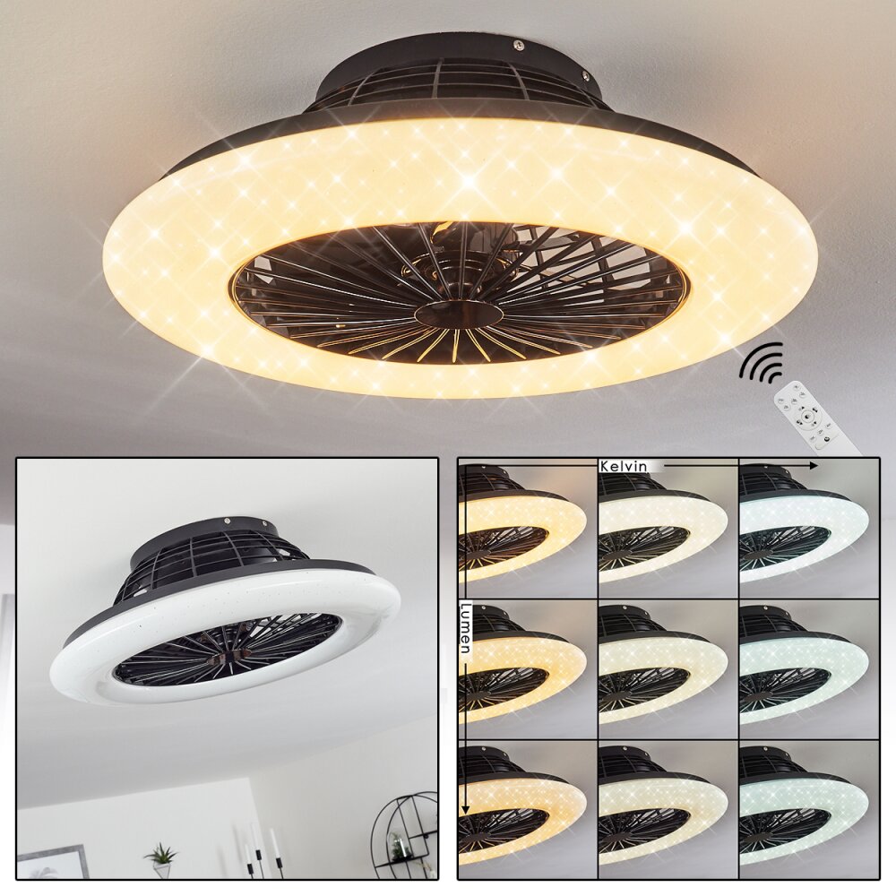 Piraeus Deckenventilator LED Schwarz, 1-flammig, Fernbedienung main product photo