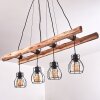 Gondo Pendelleuchte Holz hell, Schwarz, 4-flammig