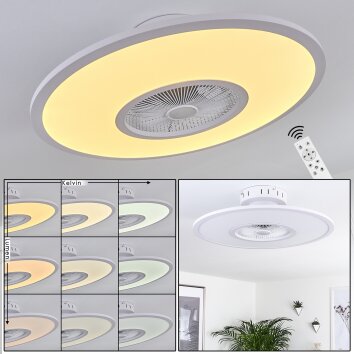 Marmorta Deckenventilator LED Weiß, 1-flammig, Fernbedienung