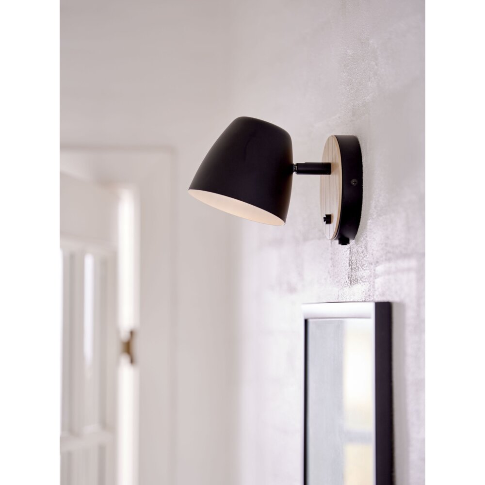 Nordlux THEO Wandleuchte Holz hell, Schwarz, 1-flammig main product photo